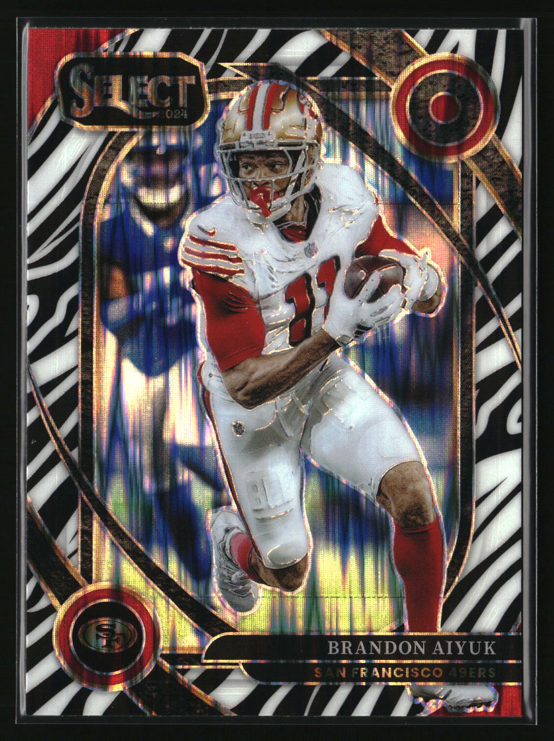 Brandon Aiyuk 2024 Panini Select Zebra Prizm Shock #210
