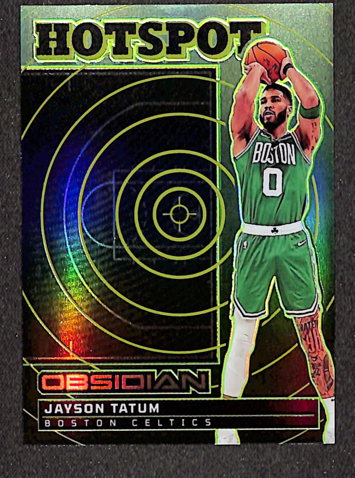 Jayson Tatum 2024-25 Panini Obsidian Hotspot Electric Etch Green Flood #4 #/25