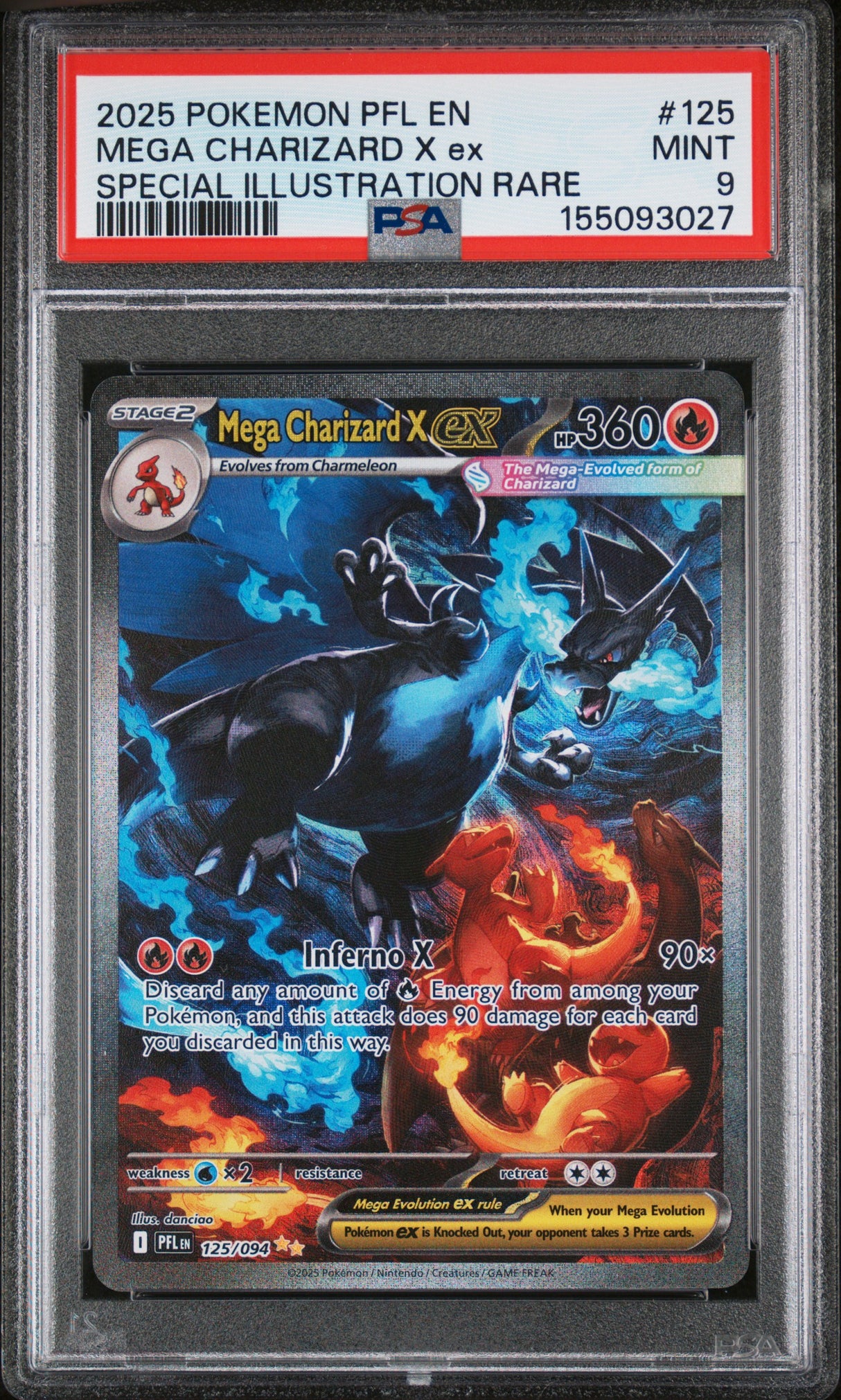 Mega Charizard X ex ME02: Phantasmal Flames #125/094 PSA 9