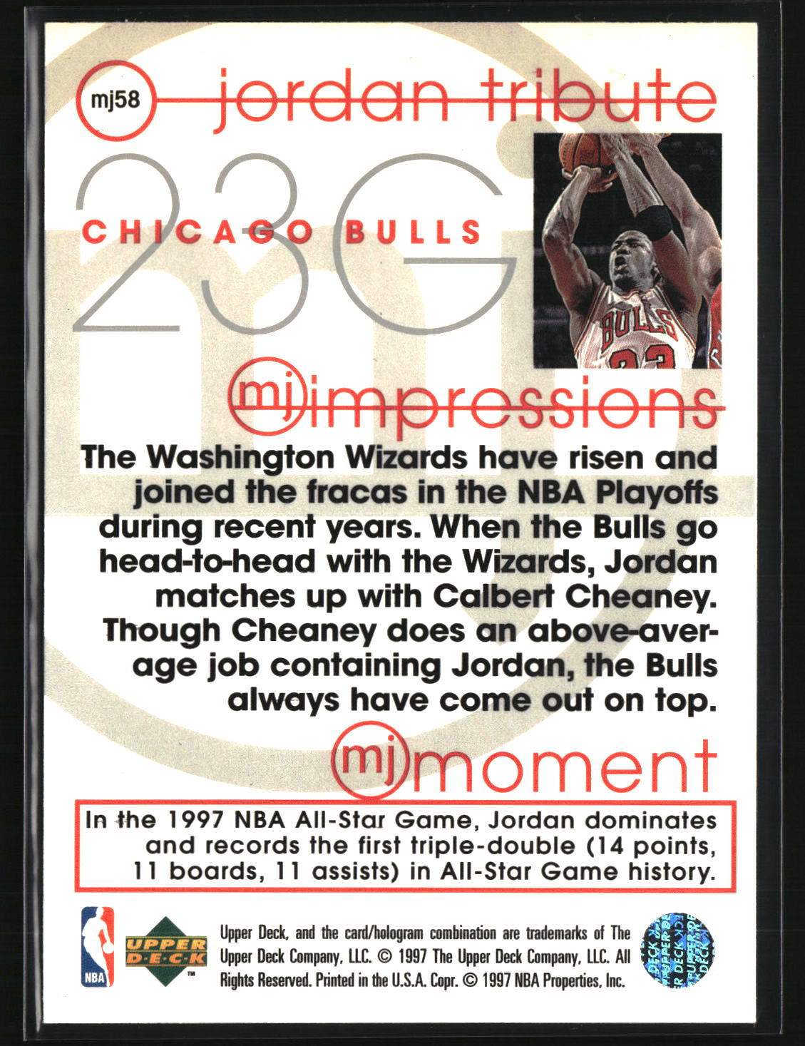 Michael Jordan 1997-98 Upper Deck Michael Jordan Tribute #MJ58