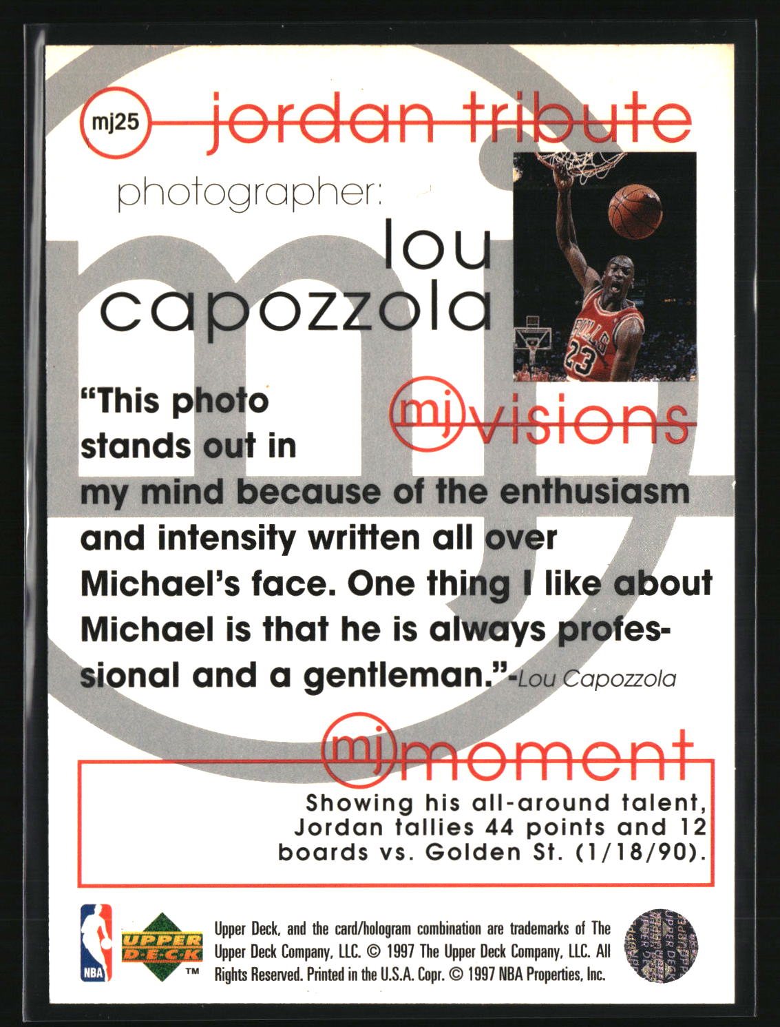 Michael Jordan 1997-98 Upper Deck Michael Jordan Tribute #MJ25