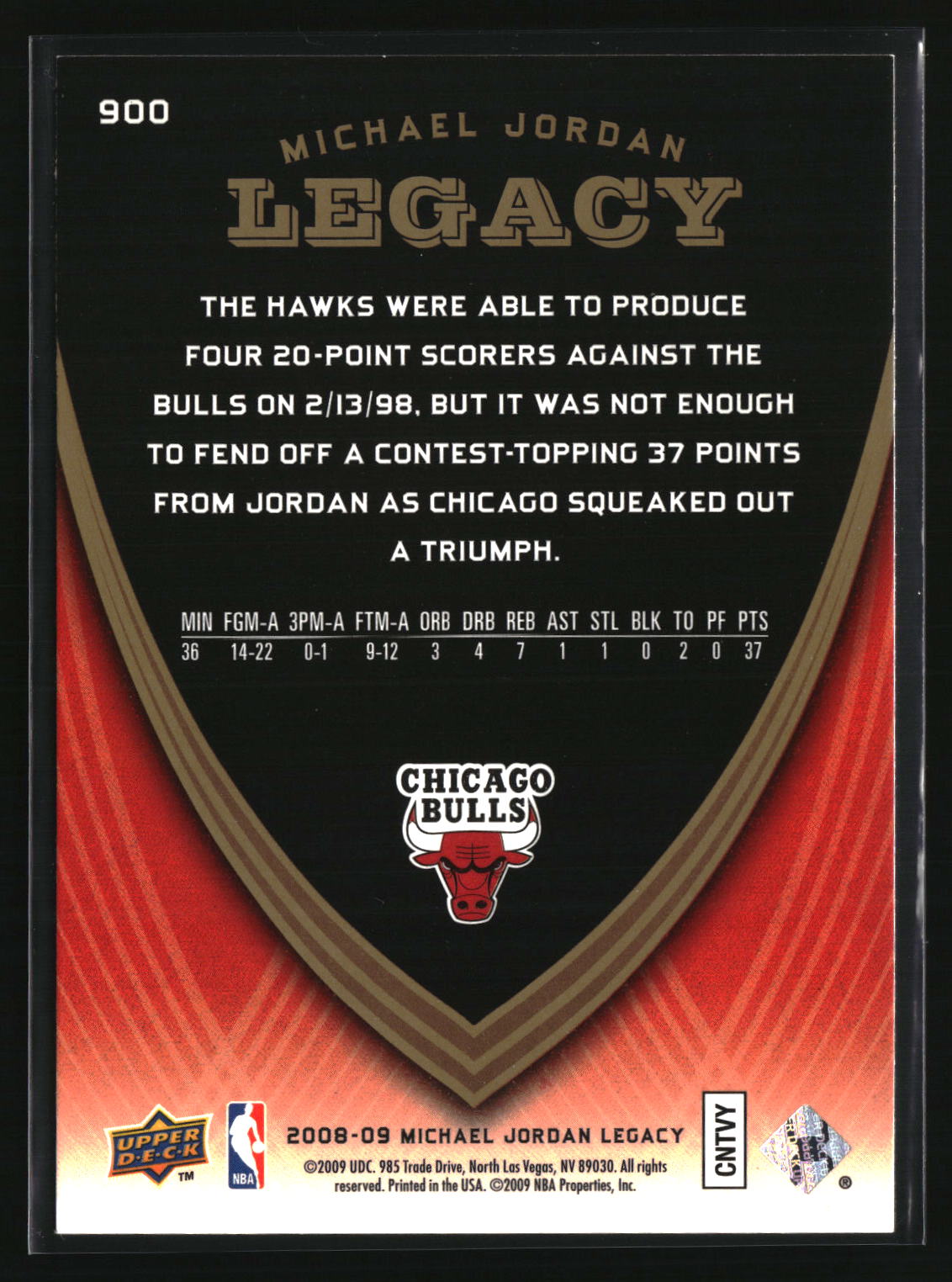 Michael Jordan 2008-09 Upper Deck Michael Jordan Legacy Collection #900