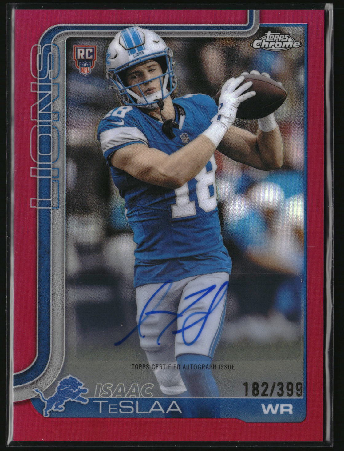 Isaac TeSlaa 2025 Topps Chrome Rookie Autographs Magenta Refractor #RA-ITS #/399