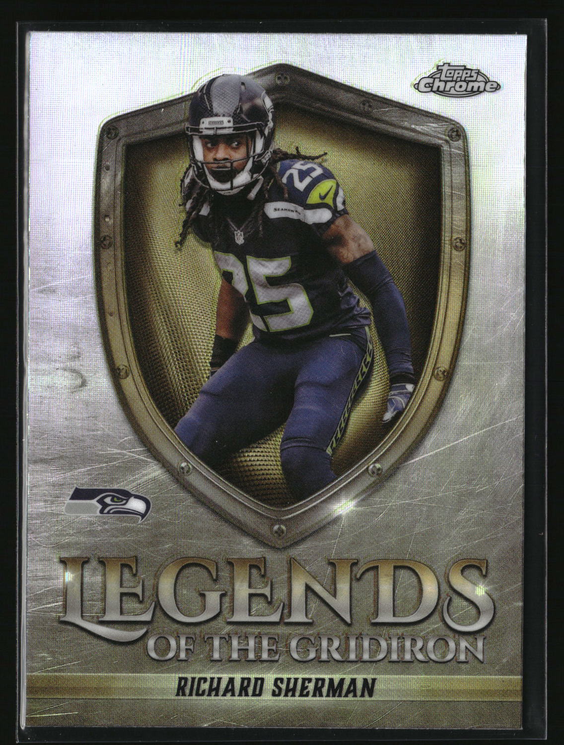 Richard Sherman 2025 Topps Chrome Legends of the Gridiron Refractor #LOG-36