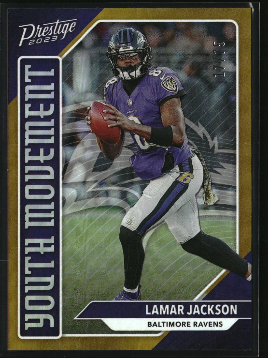 Lamar Jackson 2023 Panini Prestige Youth Movement Xtra Points Gold #YM-5 #/75