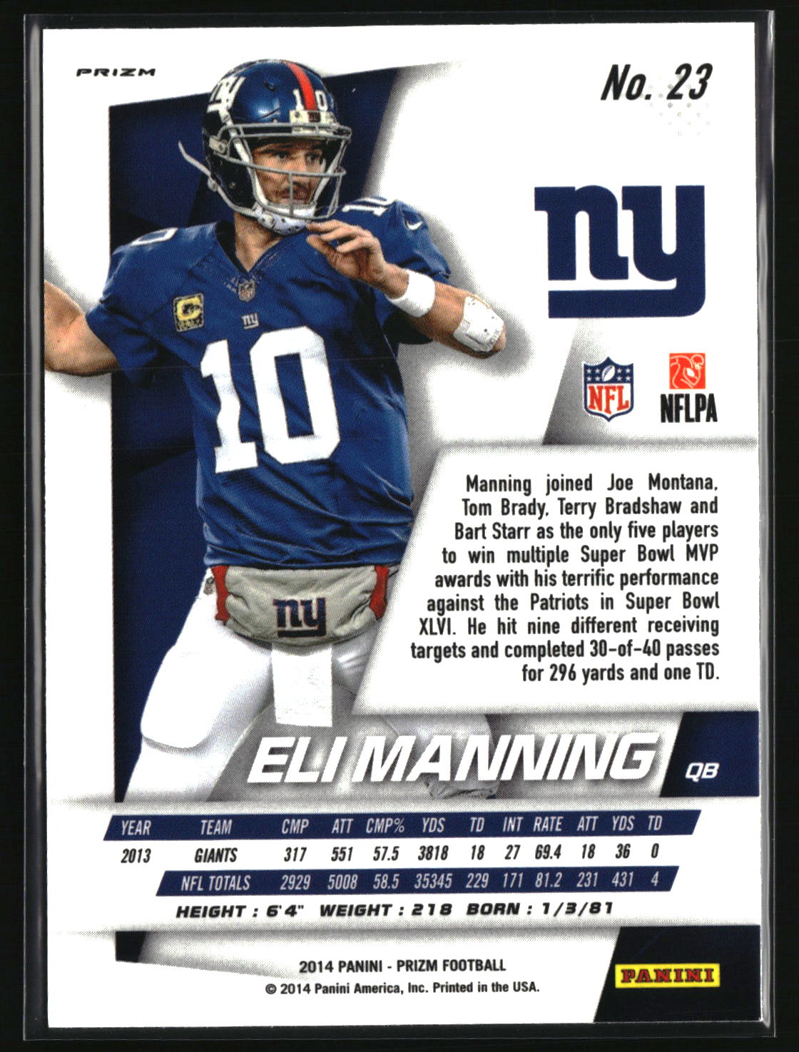 Eli Manning 2014 Panini Prizm Panini Logo Prizm #23