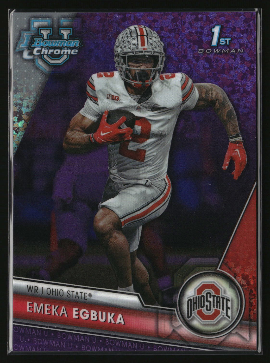 Emeka Egbuka 2023 Bowman U Chrome Purple Mini-Diamond Refractor #115 #/399
