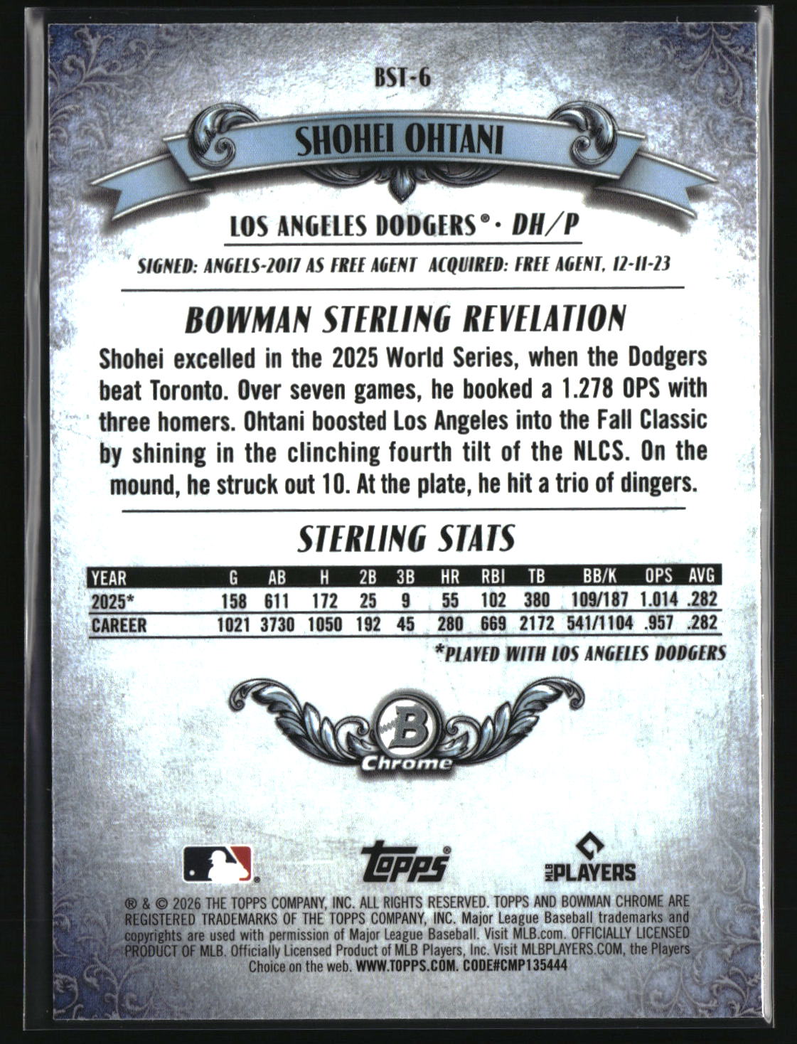 Shohei Ohtani 2026 Bowman Bowman Sterling #BST-6