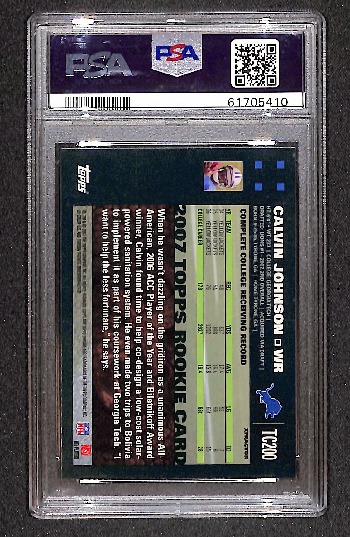 Calvin Johnson 2007 Topps Chrome Xfractors #TC200 PSA 9