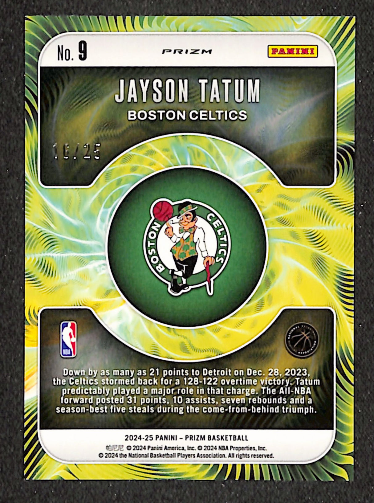 Jayson Tatum 2024-25 Panini Prizm Fractal Prizms Mojo #9 #/25