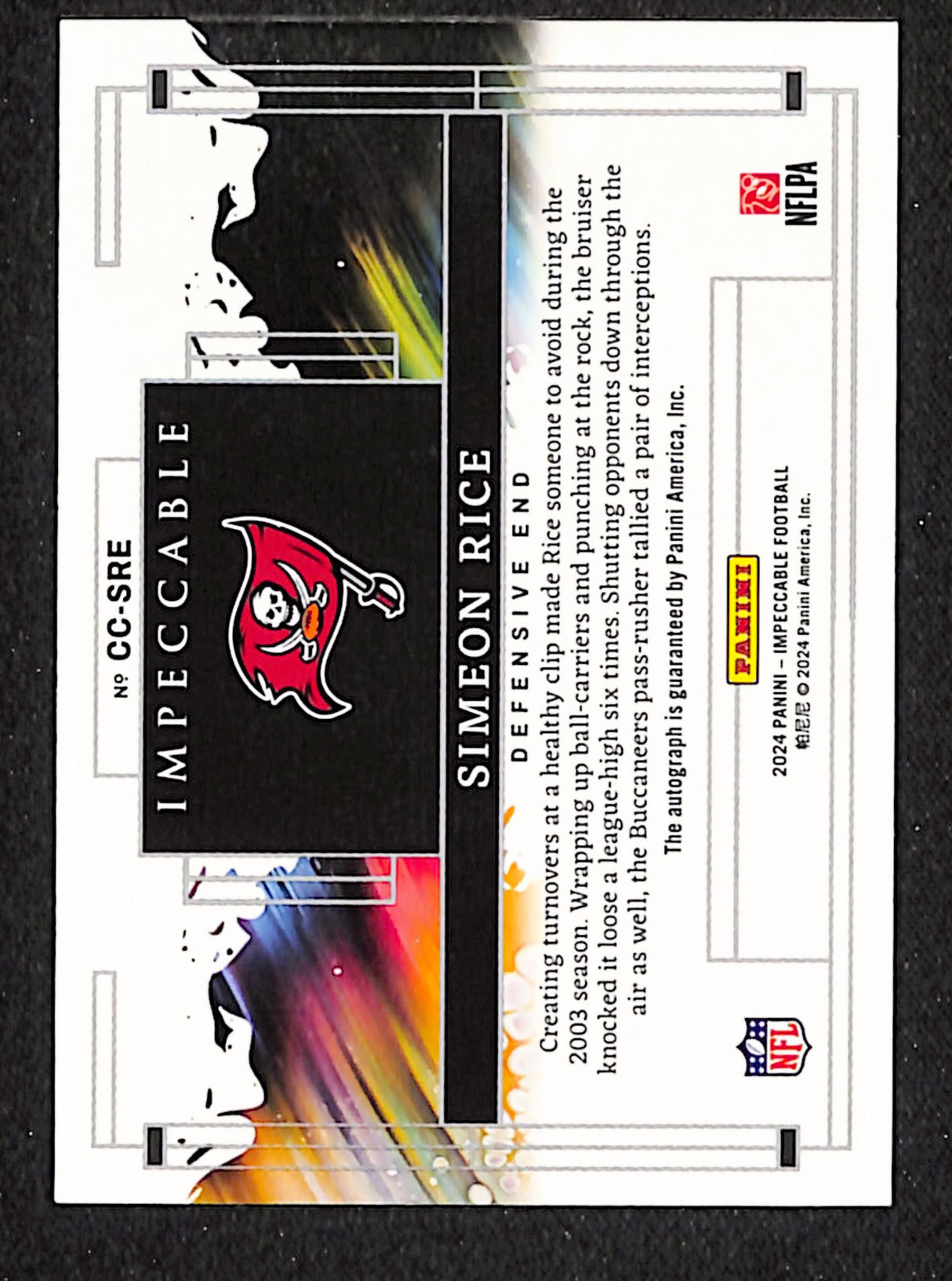 Simeon Rice 2024 Impeccable Canvas Creations Signatures Bronze #CC-SRE #/25