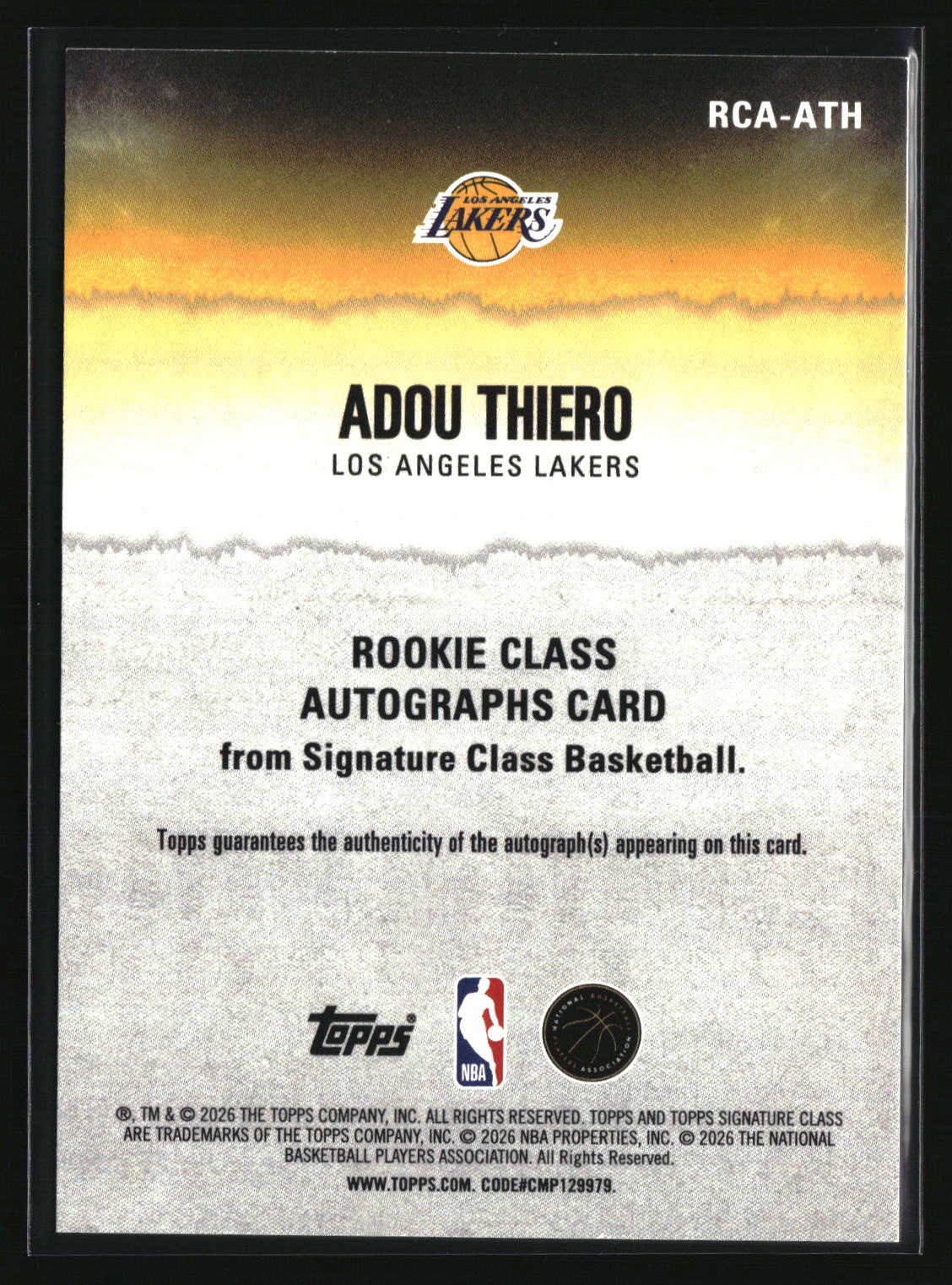 Adou Thiero 2025-26 Topps Signature Class Rookie Class Autographs #RCA-ATH