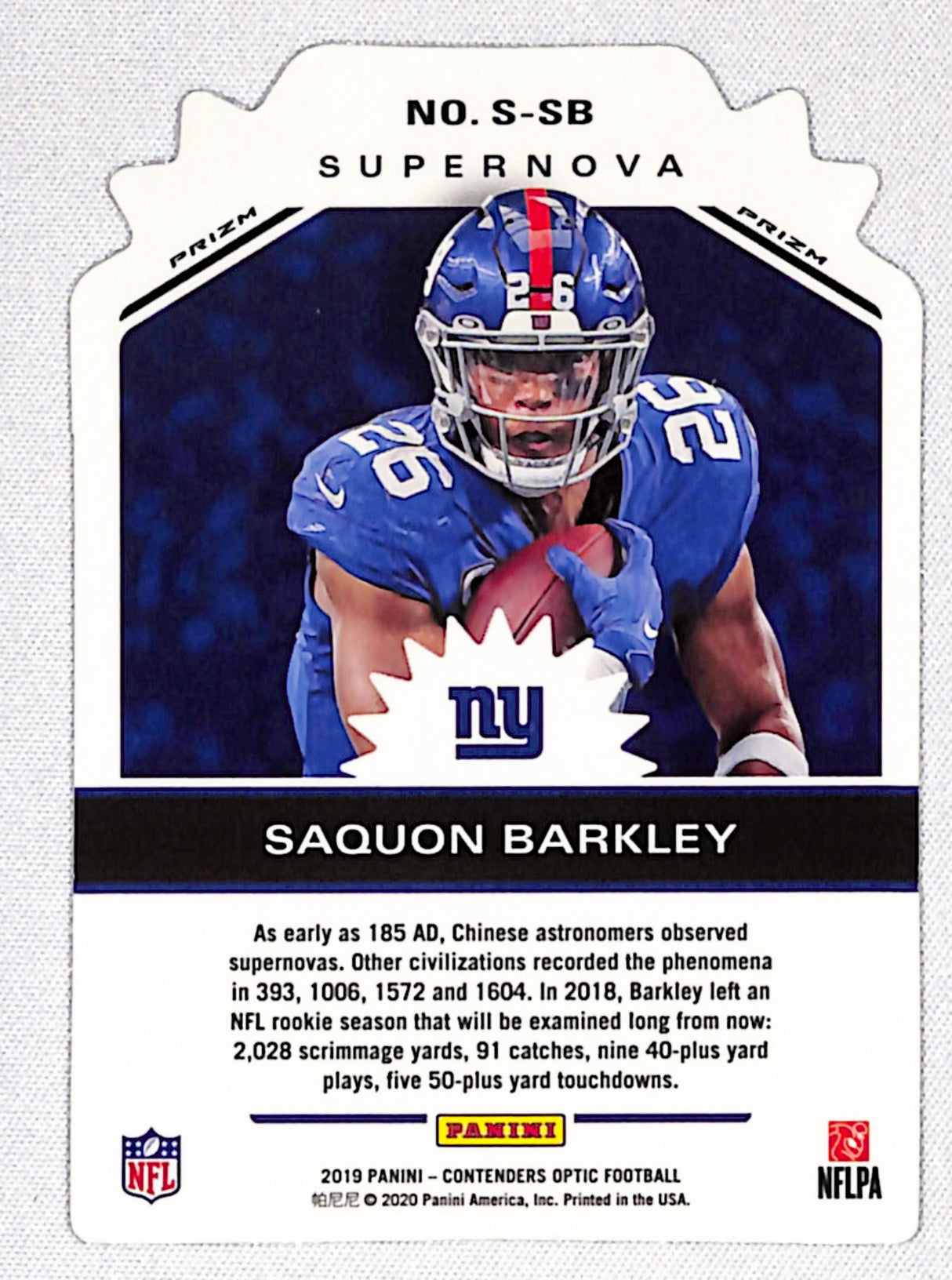 Saquon Barkley 2019 Panini Contenders Optic Supernova Die Cuts #S-SB