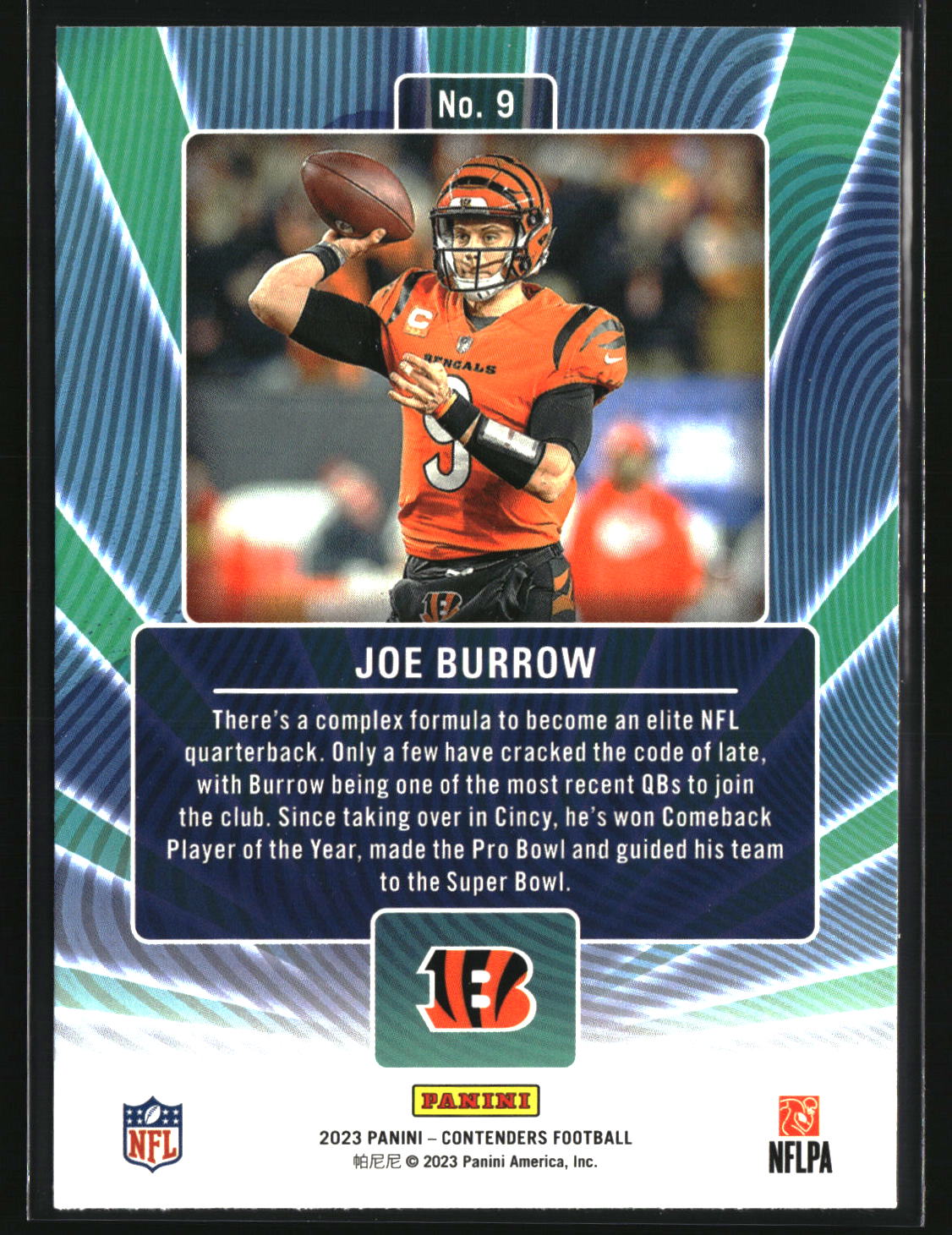 Joe Burrow 2023 Panini Contenders Winning Ticket #9