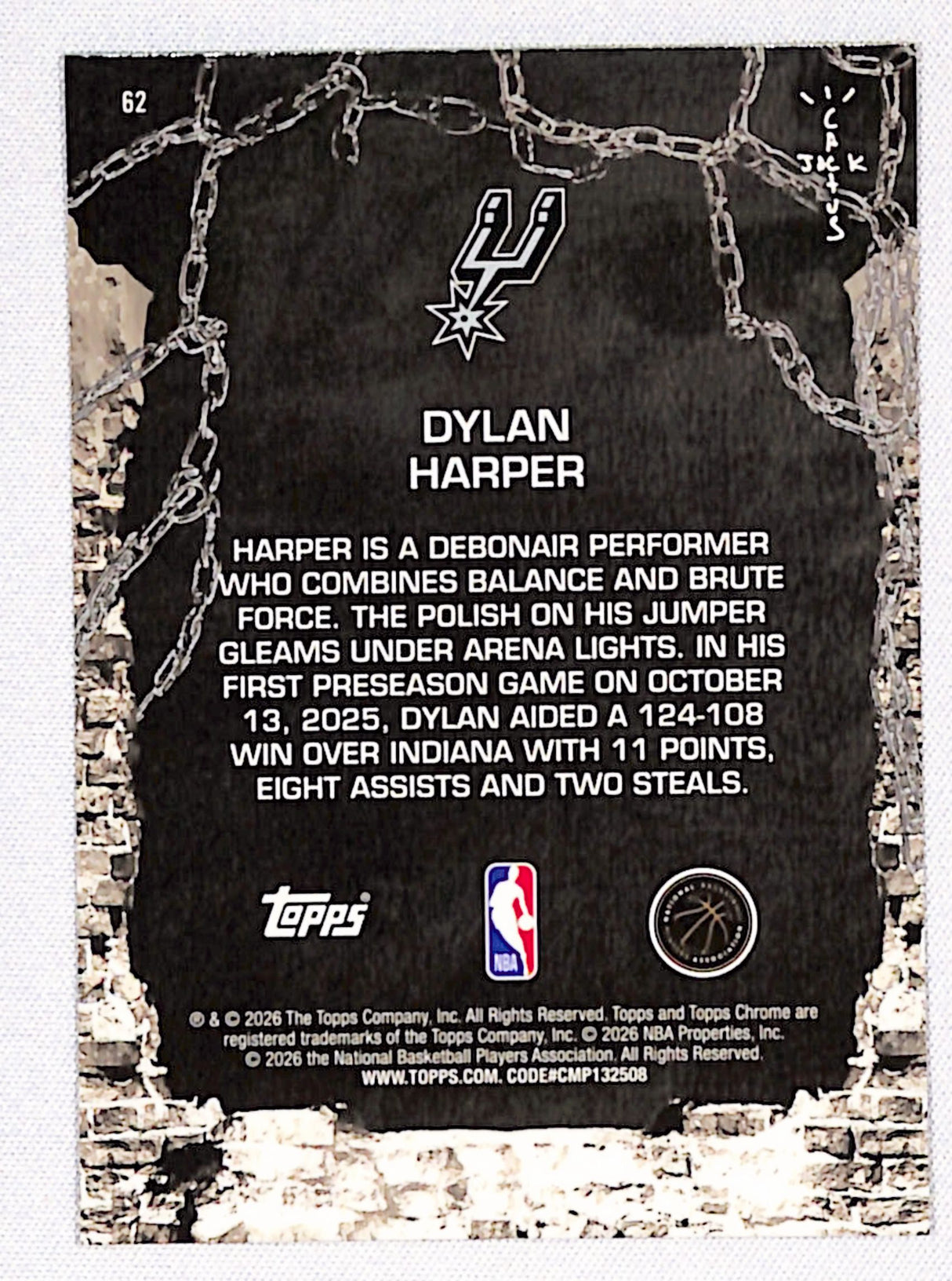 Dylan Harper 2025-26 Topps Chrome Cactus Jack #62