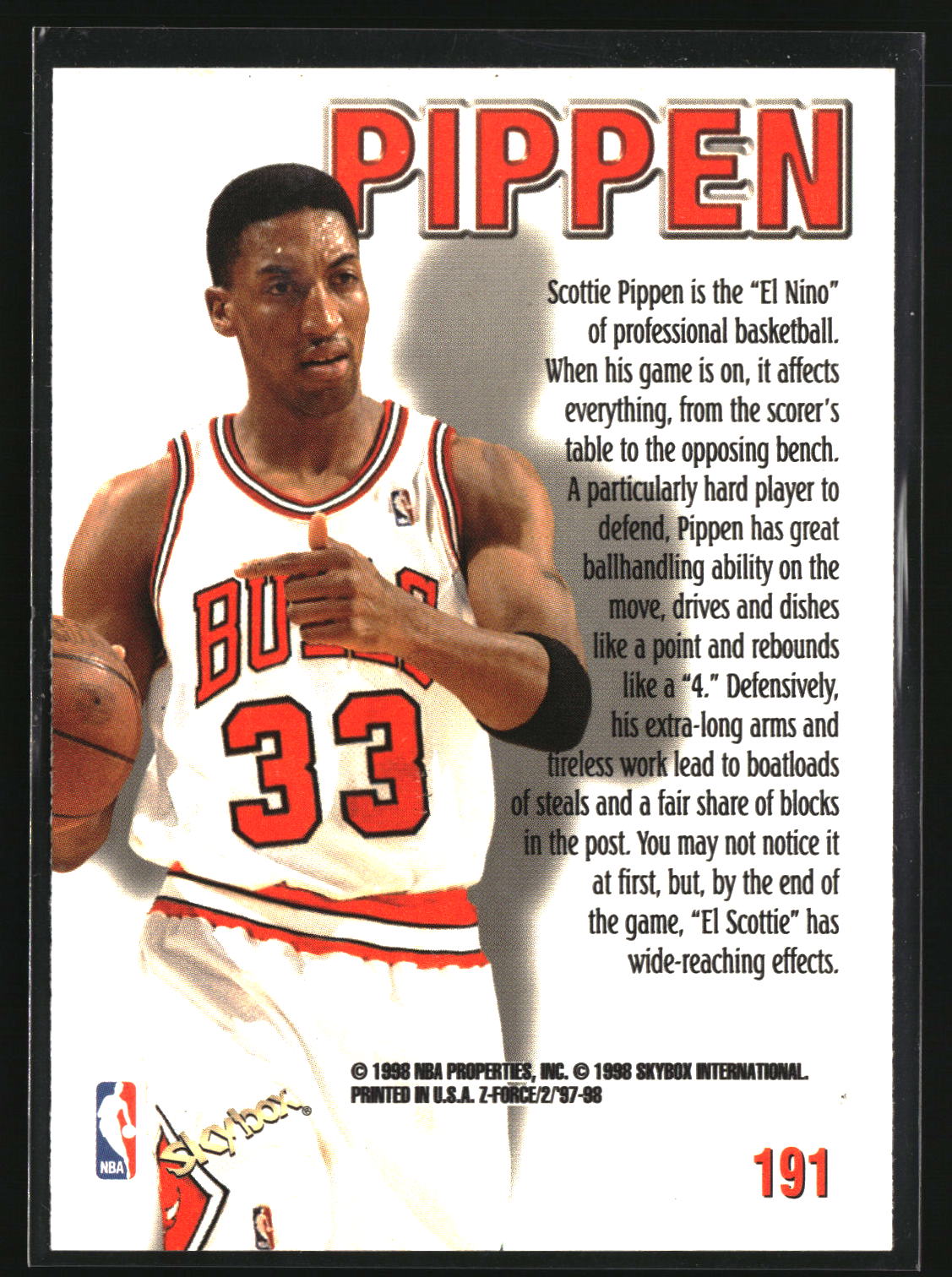 Scottie Pippen 1997-98 SkyBox Z-Force #191