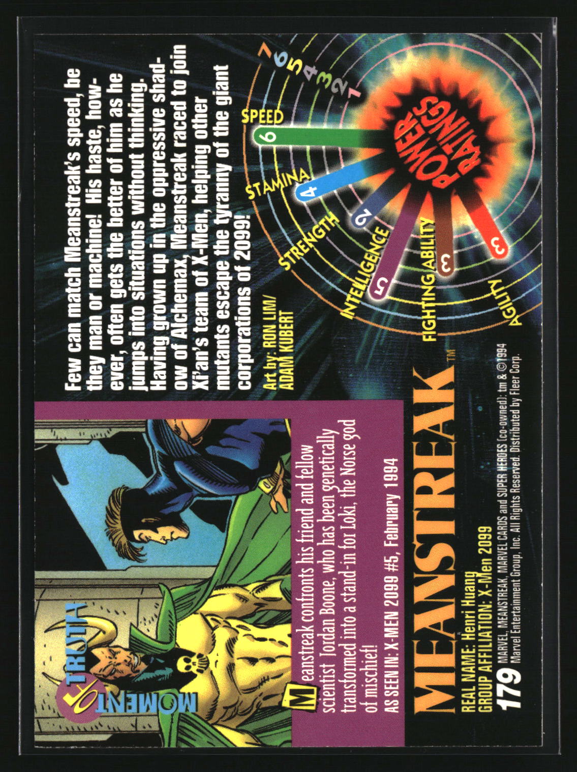 Meanstreak 1994 Fleer Marvel Universe #179