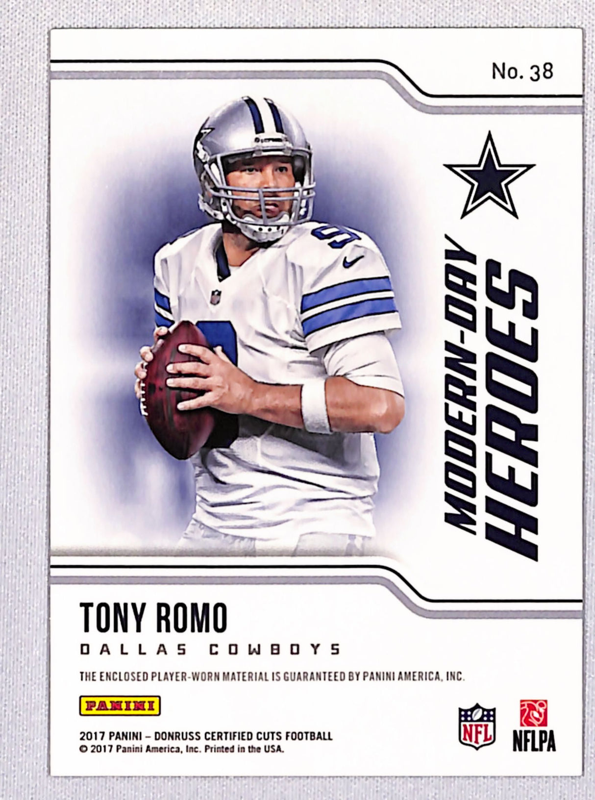 Tony Romo 2017 Donruss Certified Cuts Modern Day Heroes Memorabilia #38