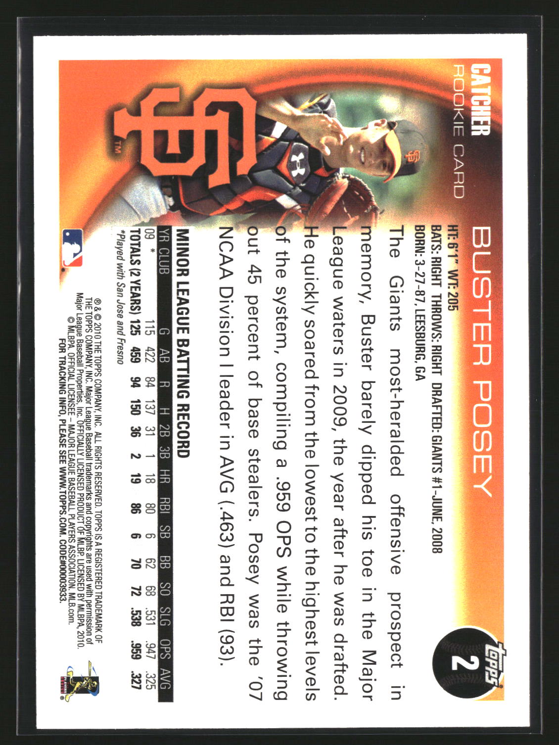 Buster Posey 2010 Topps #2