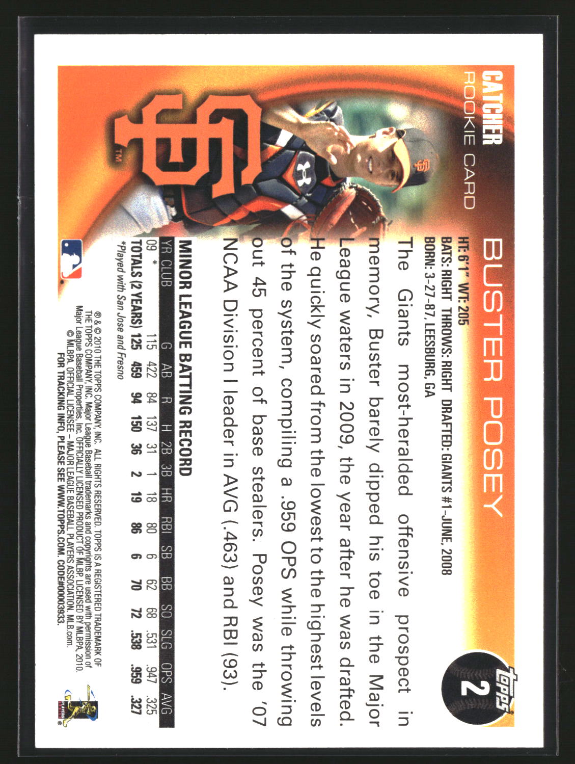 Buster Posey 2010 Topps #2