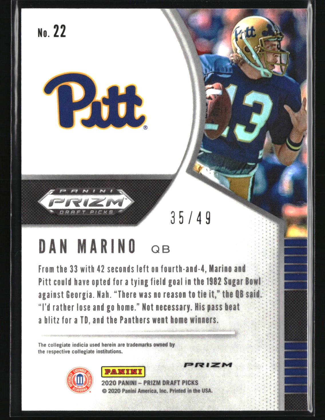 Dan Marino 2020 Panini Prizm Draft Picks Prizms Mojo #22 #/49