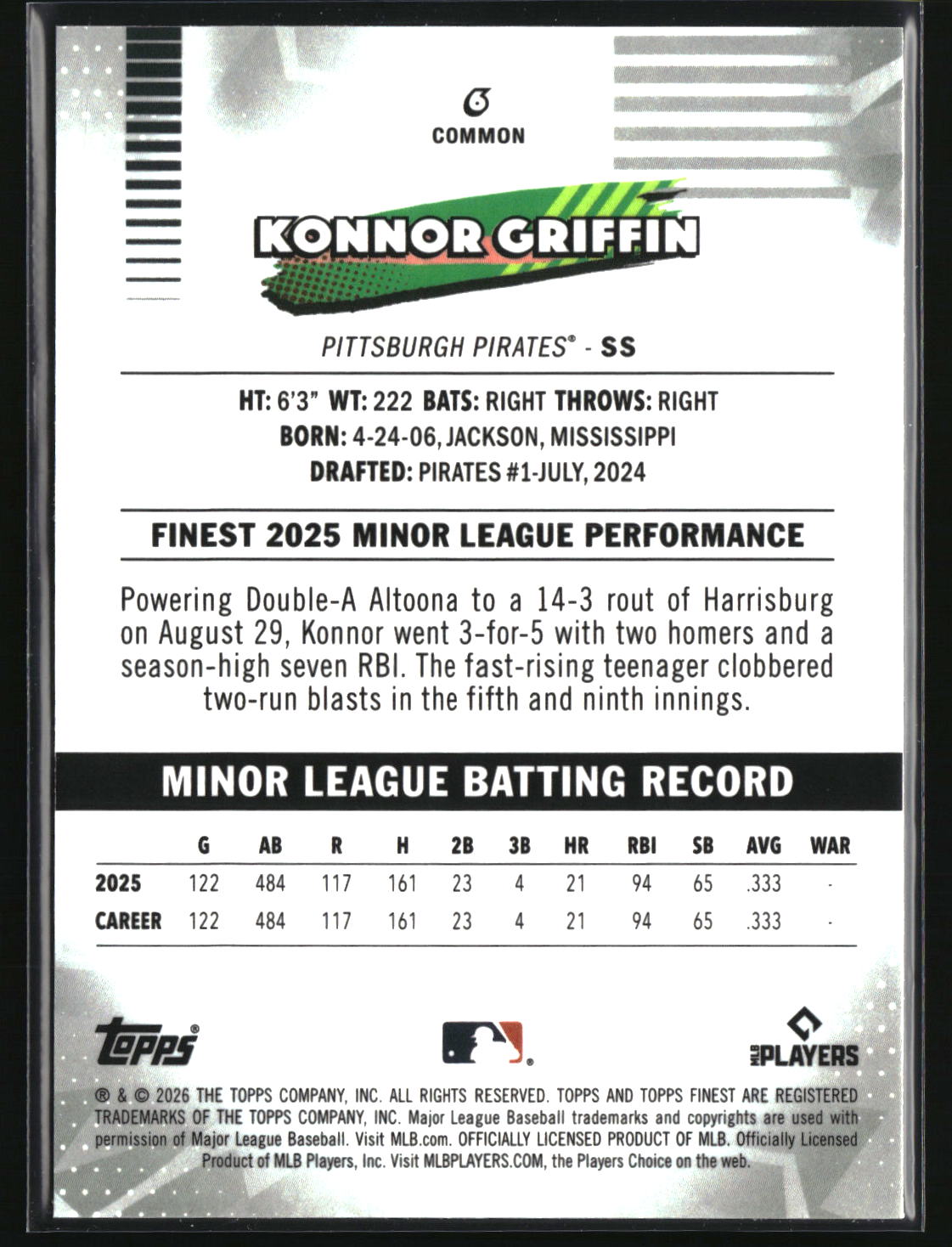 Konnor Griffin 2026 Finest Mini-Diamond Refractors #6