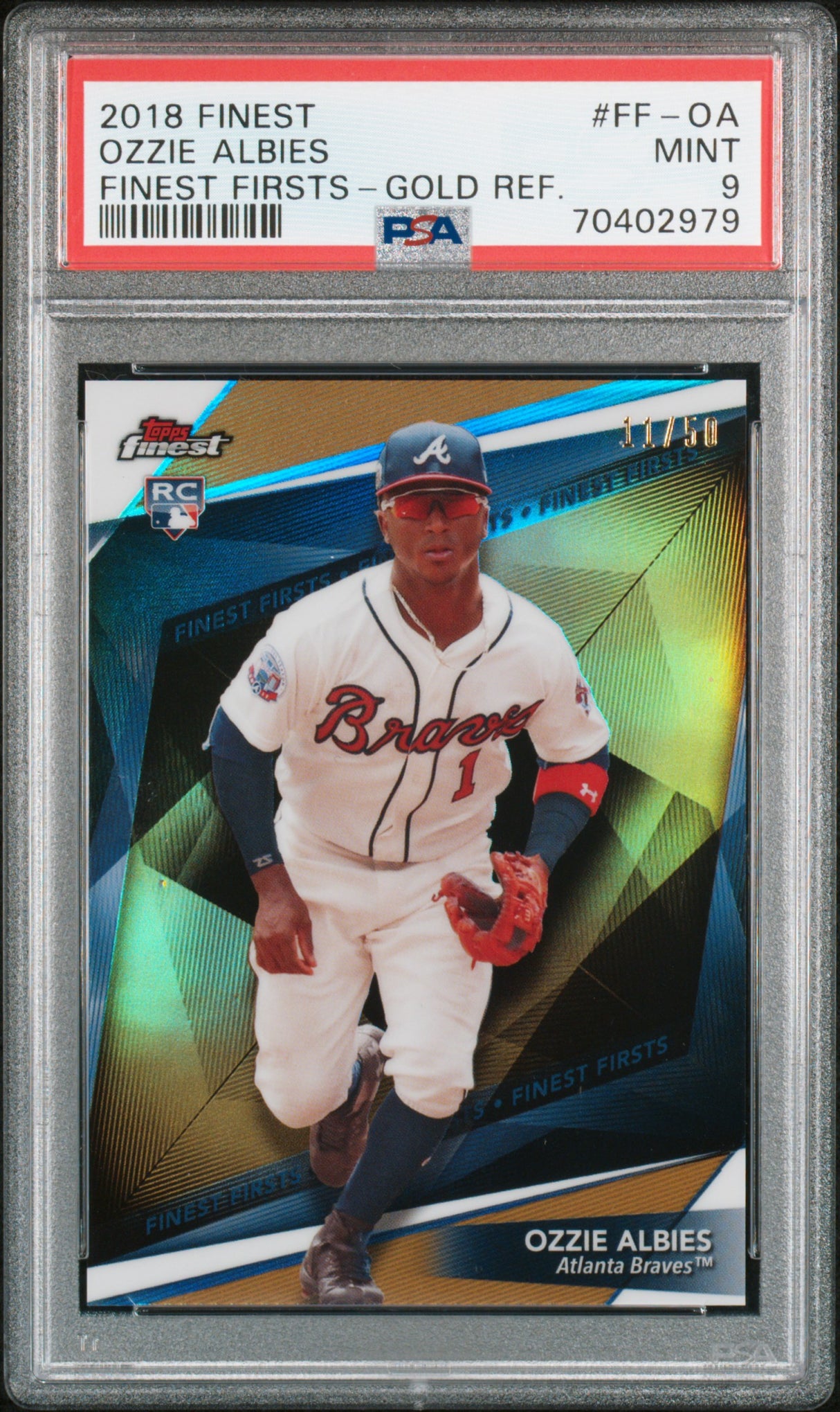 Ozzie Albies 2018 Finest Finest Firsts Gold #FF-OA #/50 PSA 9