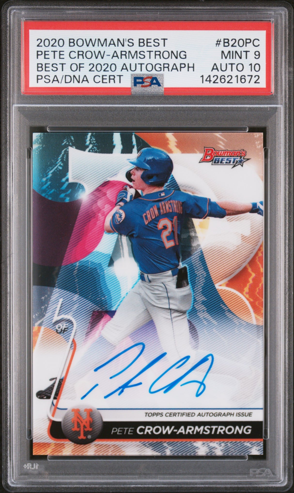 Pete Crow-Armstrong 2020 Bowman's Best Best of 2020 Autographs #B20-PC PSA 9