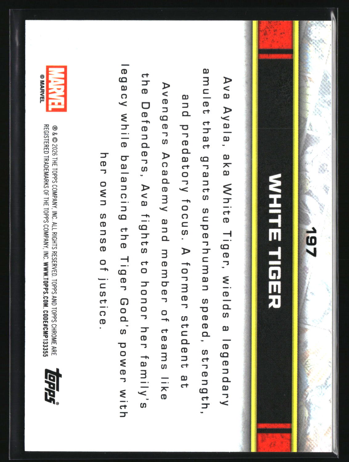 White Tiger 2026 Topps Chrome Marvel Comics #197