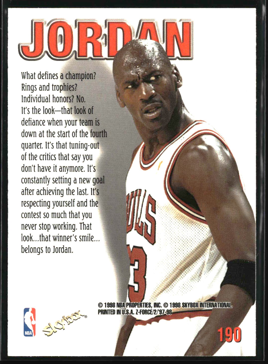 Michael Jordan 1997-98 SkyBox Z-Force #190