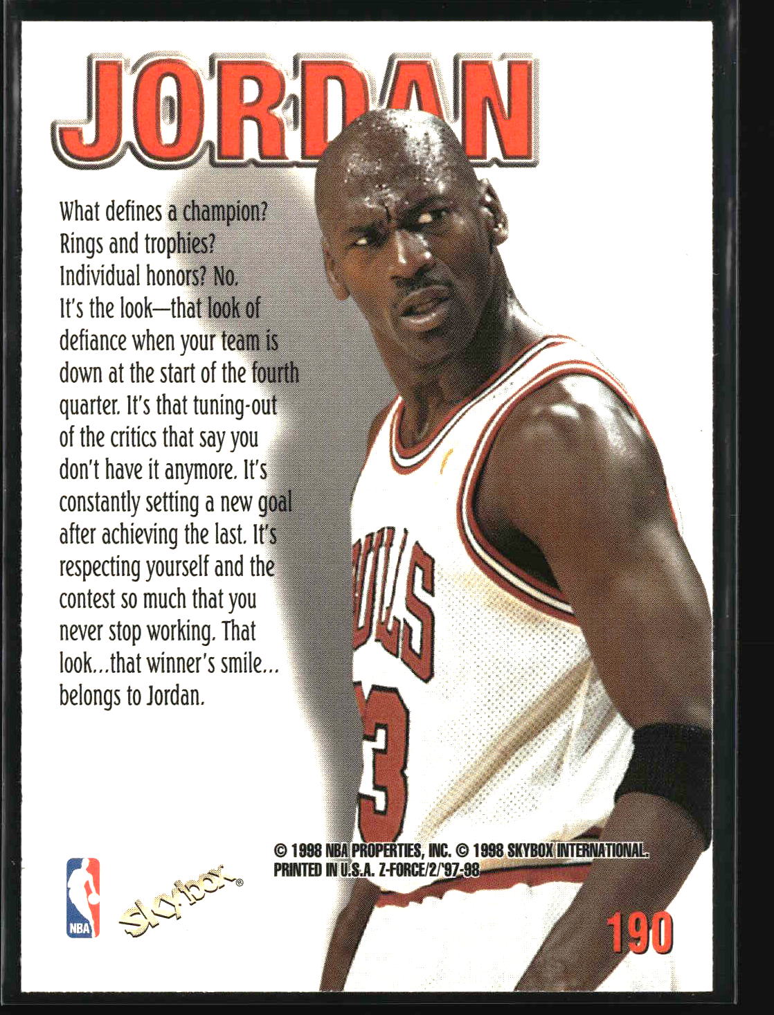 Michael Jordan 1997-98 SkyBox Z-Force #190