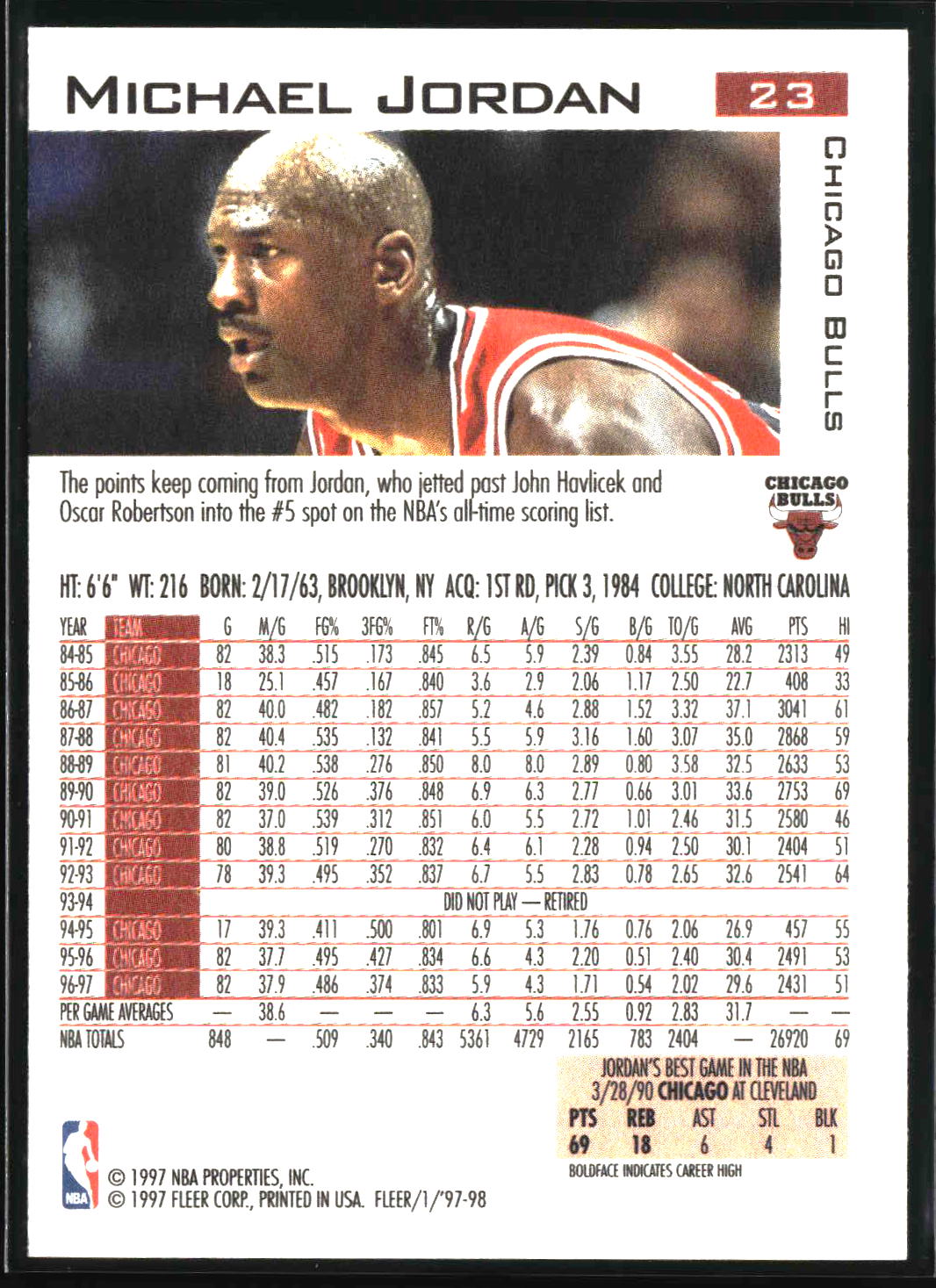 Michael Jordan 1997-98 Fleer #23