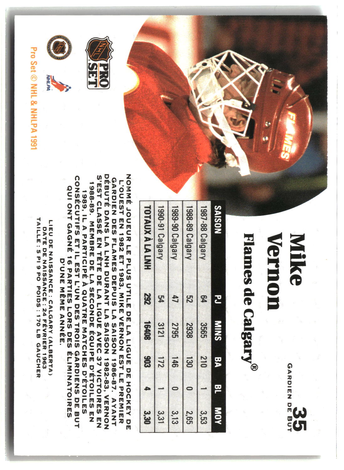 Mike Vernon 1991-92 Pro Set #35