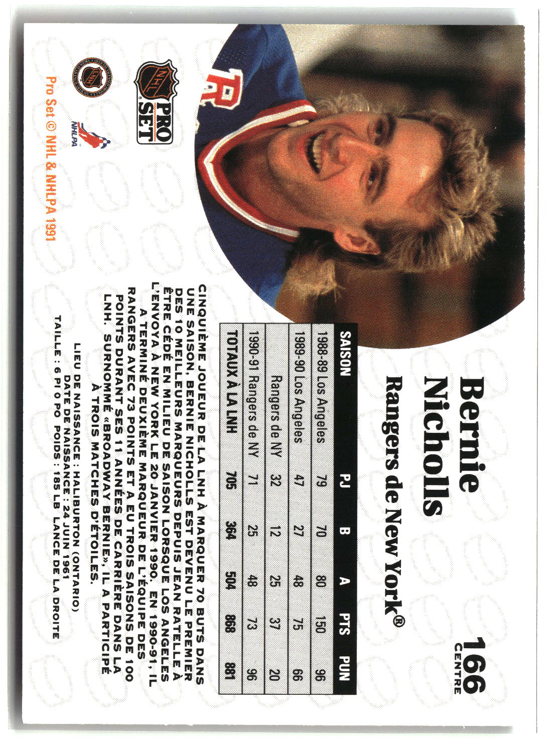 Bernie Nicholls 1991-92 Pro Set French #166