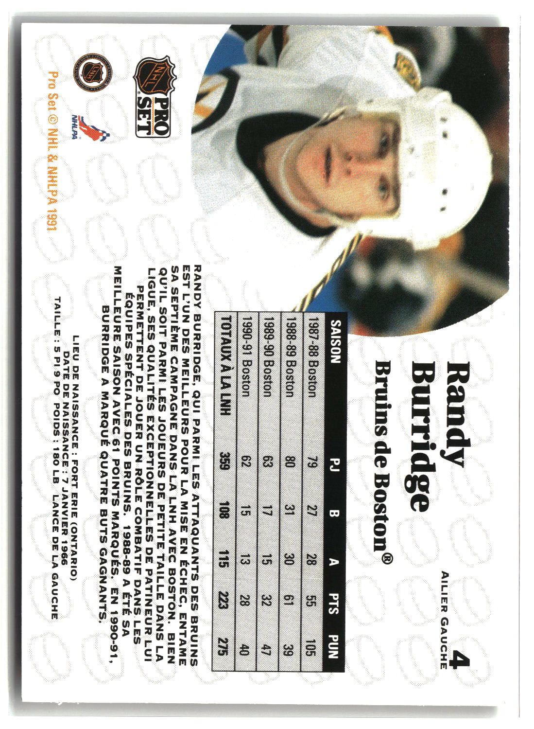 Randy Burridge 1991-92 Pro Set French #4
