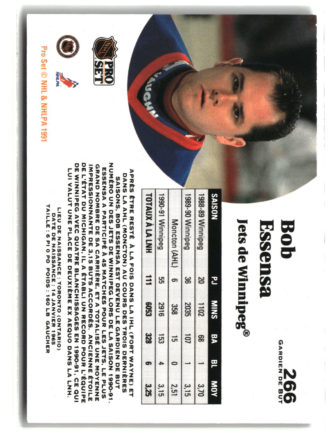 Bob Essensa 1991-92 Pro Set French #266