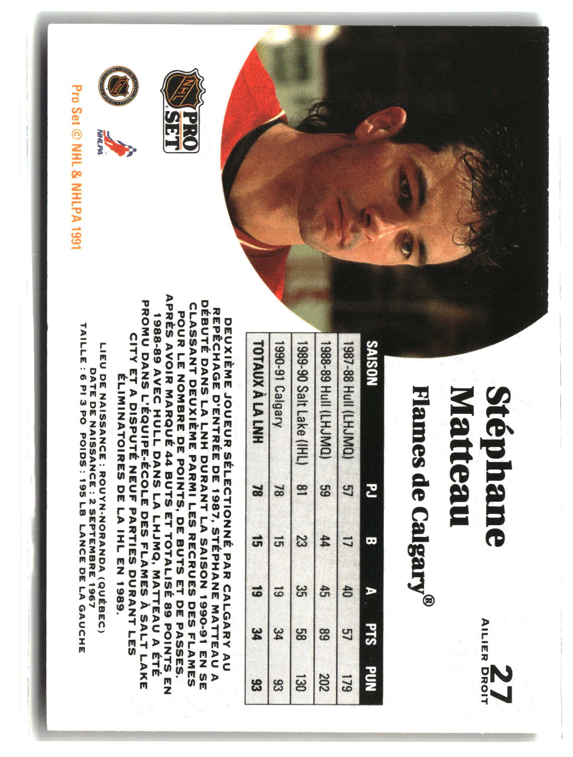 Stephane Matteau 1991-92 Pro Set French #27