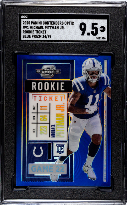 Michael Pittman Jr. 2020 Panini Contenders Optic Blue #91 #/99 SGC 9.5