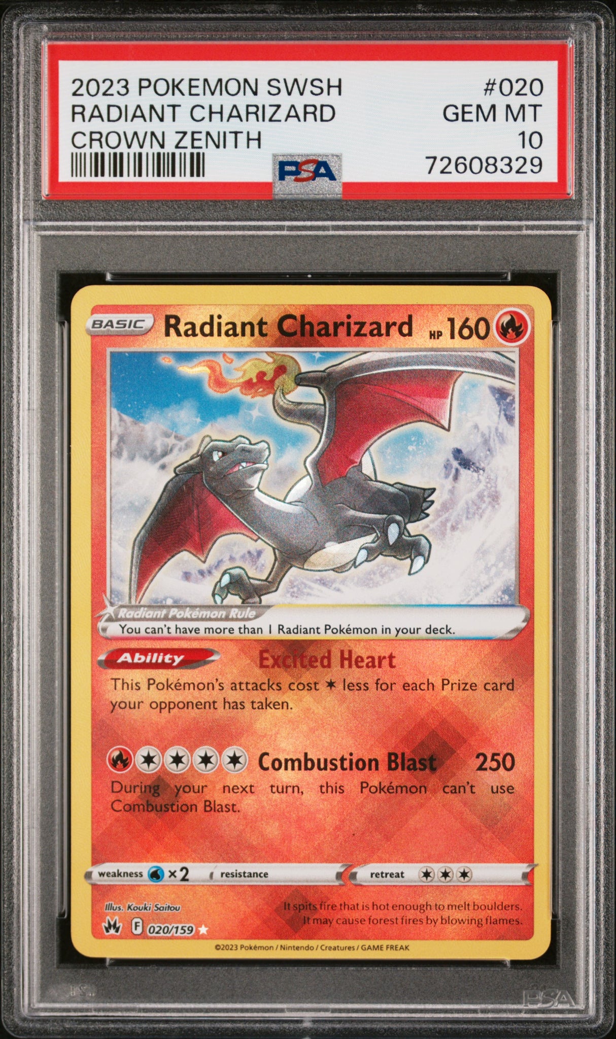 Radiant Charizard SWSH: Crown Zenith #020/159 PSA 10