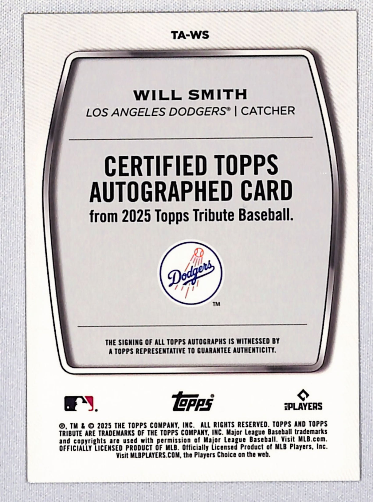 Will Smith 2025 Topps Tribute Tribute Autographs Orange #TA-WS #/25