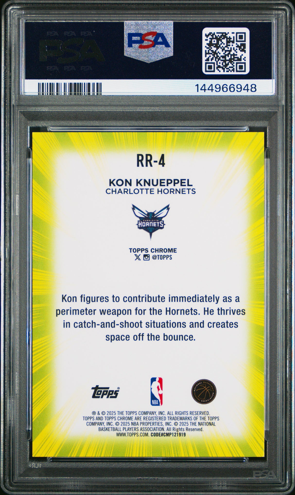 Kon Knueppel 2025-26 Topps Chrome Radiating Rookies #RR-4 PSA 9