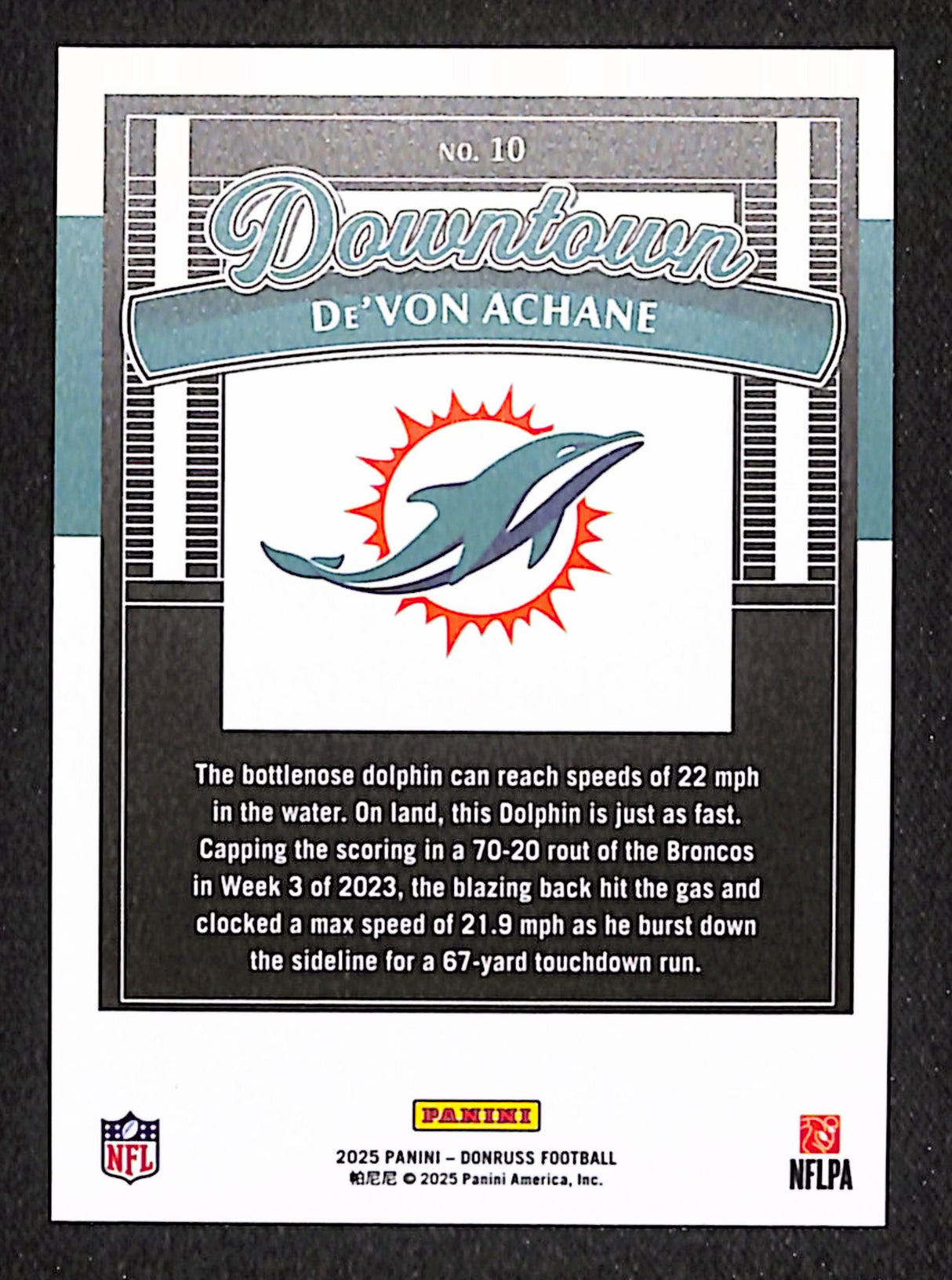 De’Von Achane 2025 Donruss Downtown! #10