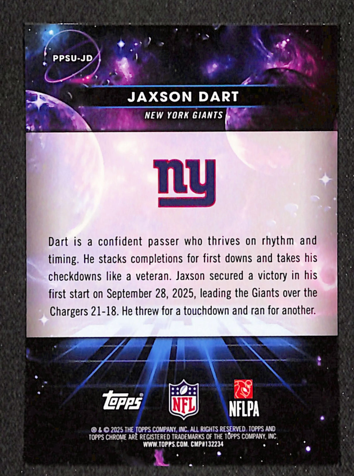 Jaxson Dart 2025 Topps Chrome Cosmic Planetary Pursuit Sun #PPSU-JD