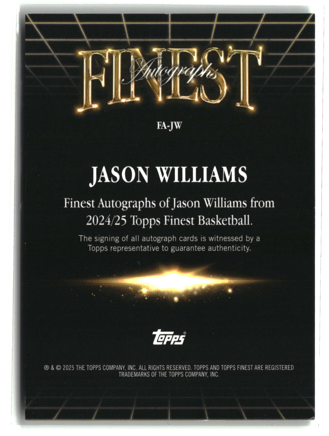 Jason Williams 2024-25 Finest Finest Auto Green Geometric Refractor #FA-JW #/75