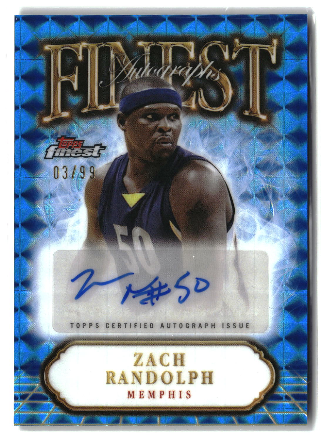 Zach Randolph 2024-25 Finest Autographs Blue Geometric Refractor #FA-ZR #/99
