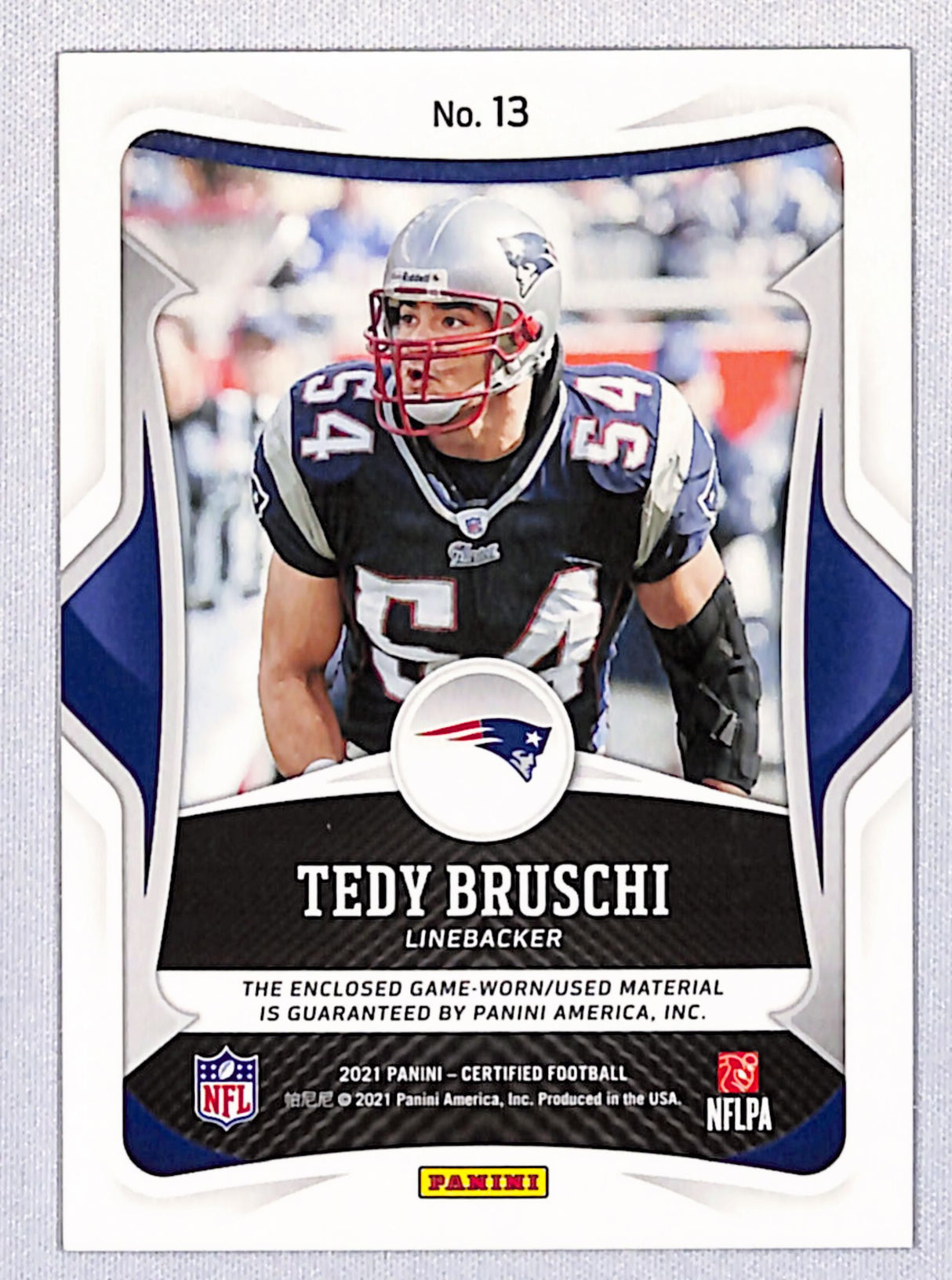 Tedy Bruschi 2021 Panini Certified Certified Gamers Mirror Blue #13 #/75
