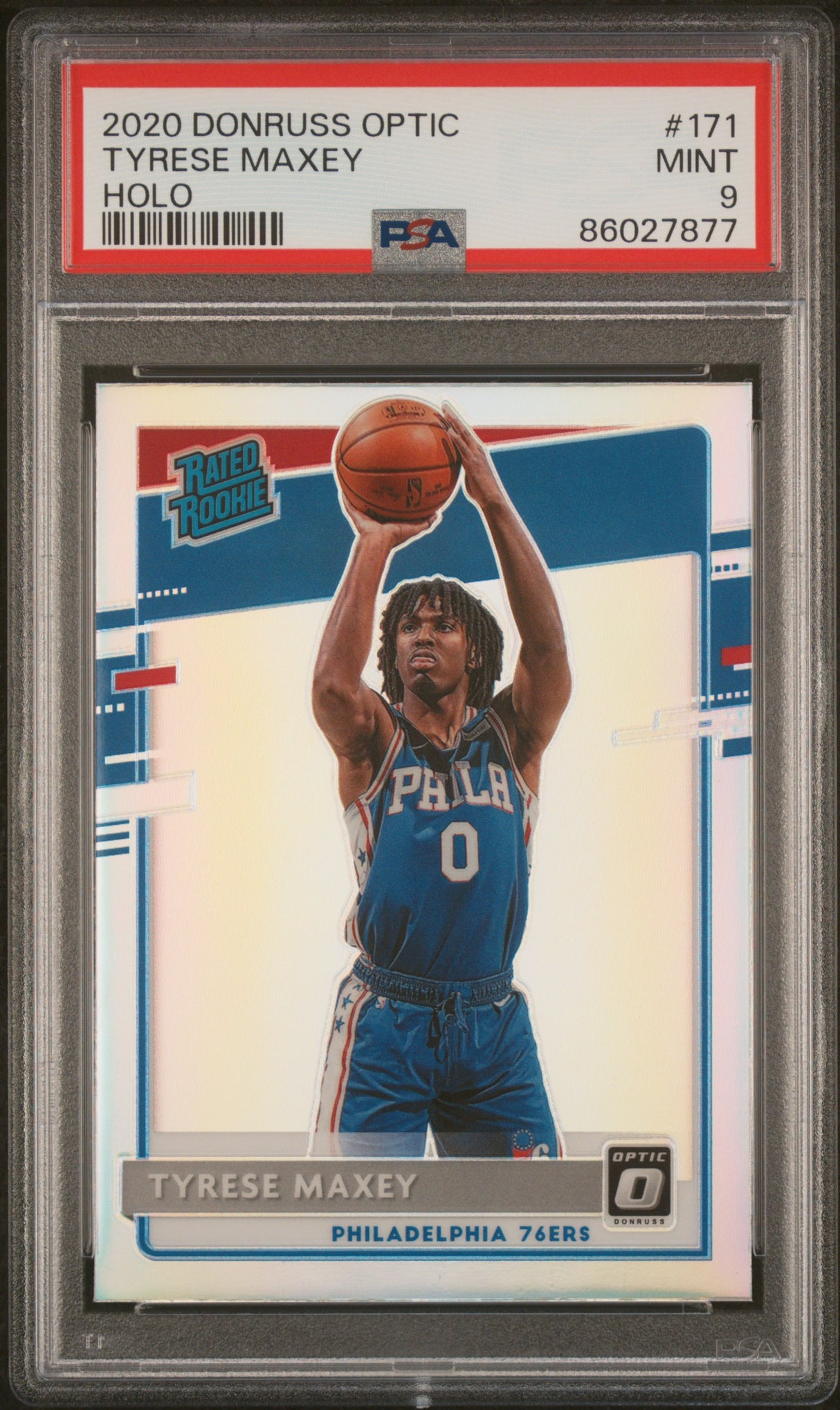 Tyrese Maxey 2020-21 Donruss Optic Holo #171 PSA 9