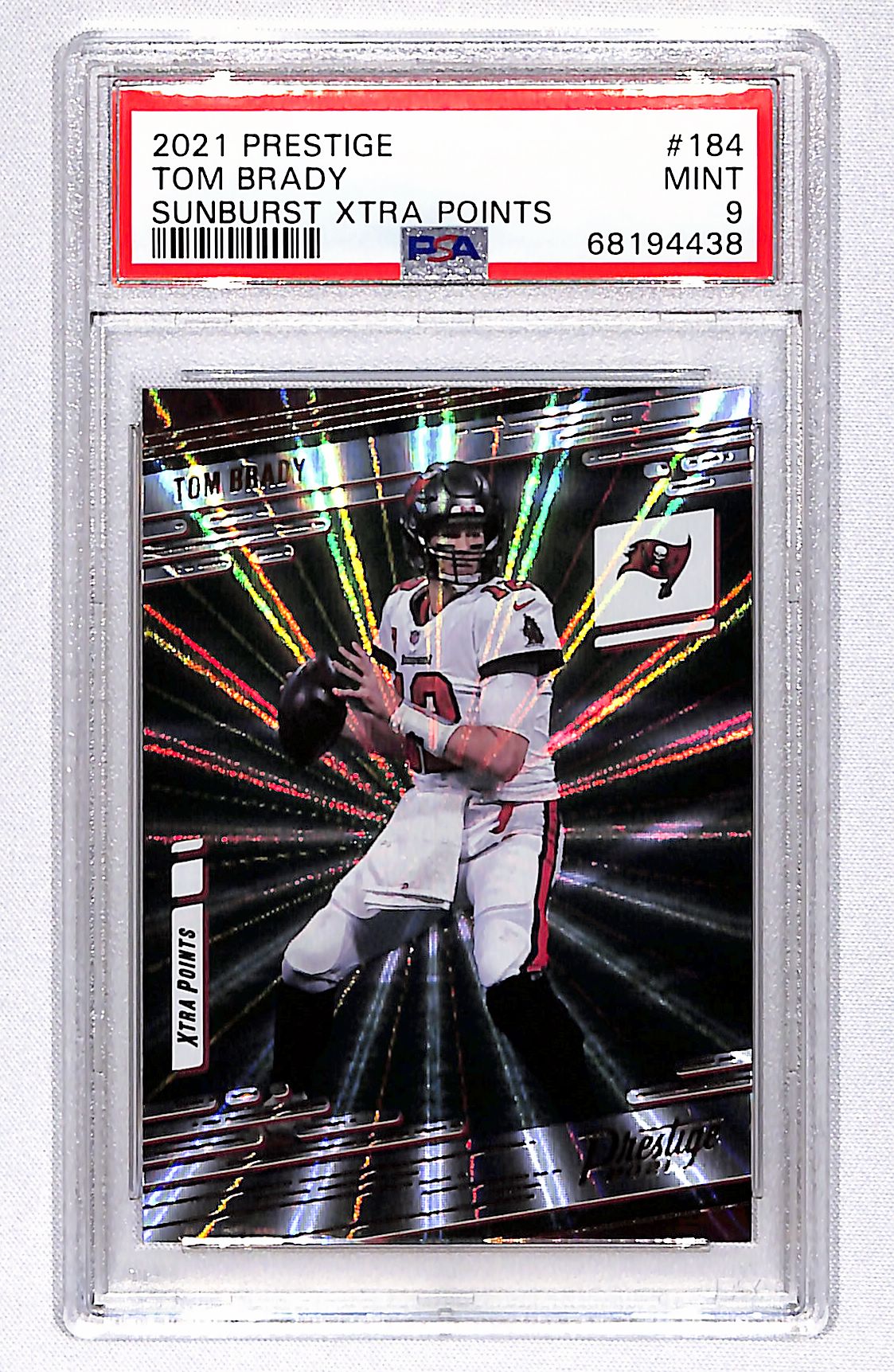 Tom Brady 2021 Panini Prestige Xtra Points Sunburst #184 PSA 9
