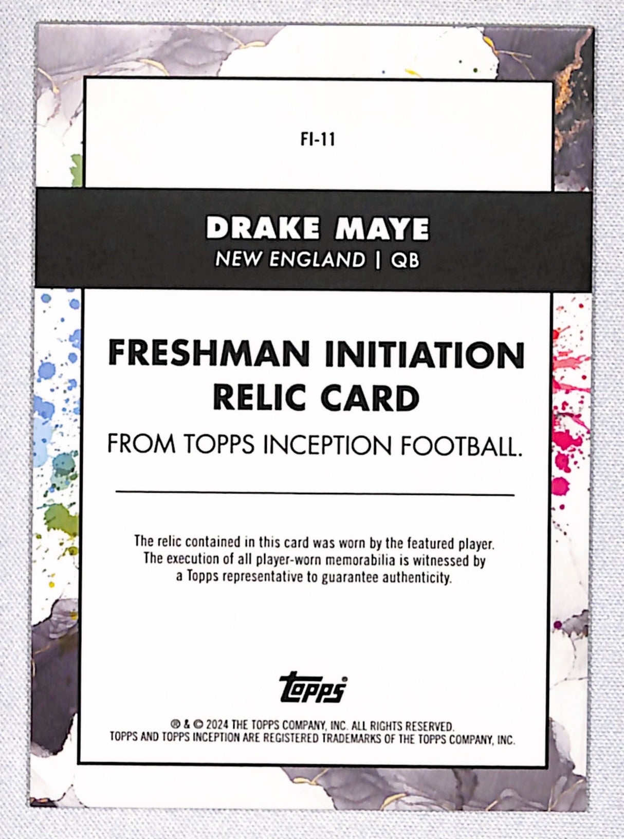 Drake Maye 2024 Topps Inception Freshman Initiation Red #FI-11 #/75