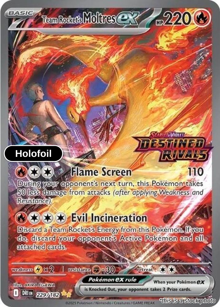 Team Rocket's Moltres ex - 229/182 (Destined Rivals Stamp)